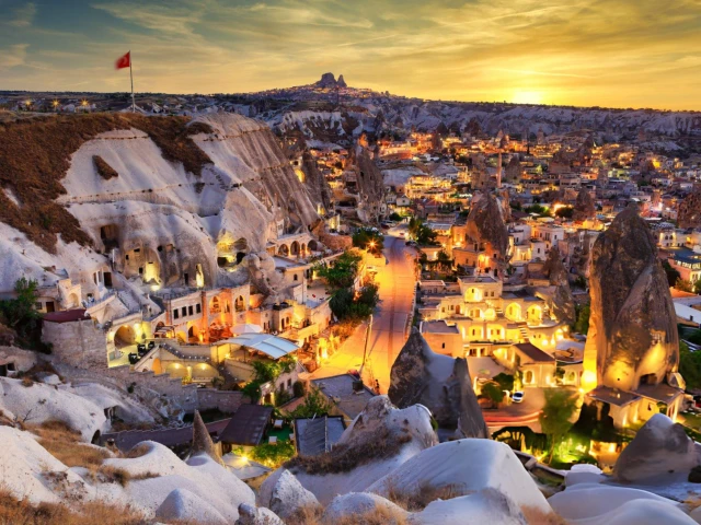 Cappadocia-Sunset-Panorama-with-Turkish-Flag-Turkey